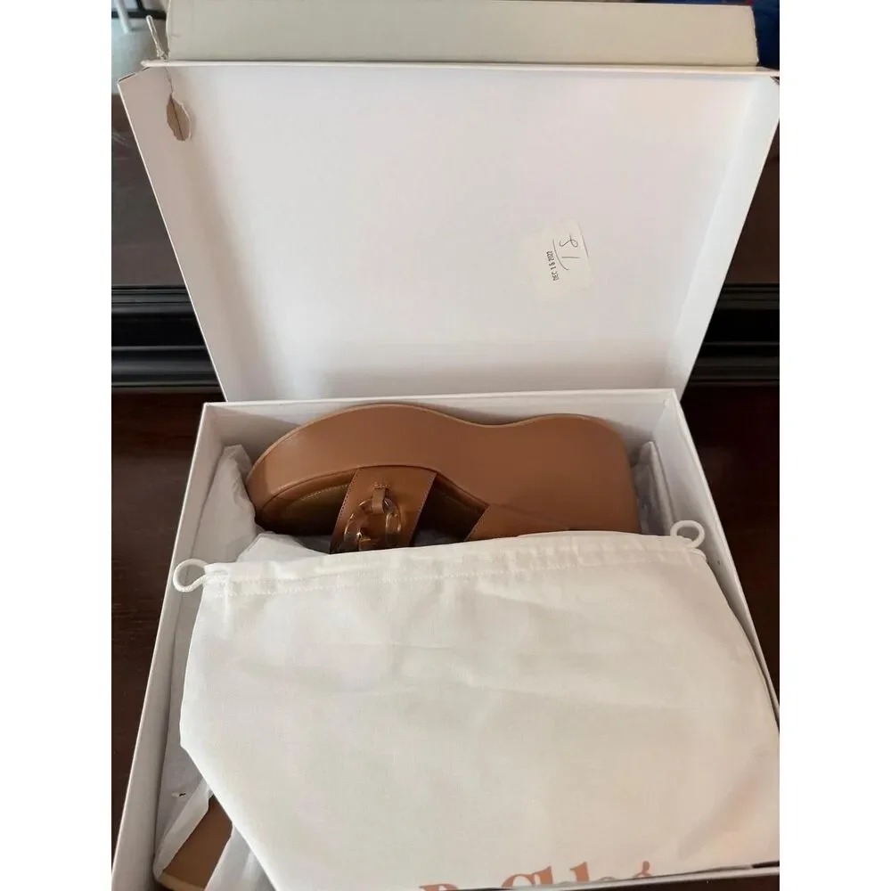 See-by-chloe Women's Tan and Brown Rina Wedge Sandals Size 41 - Picture 7 of 8